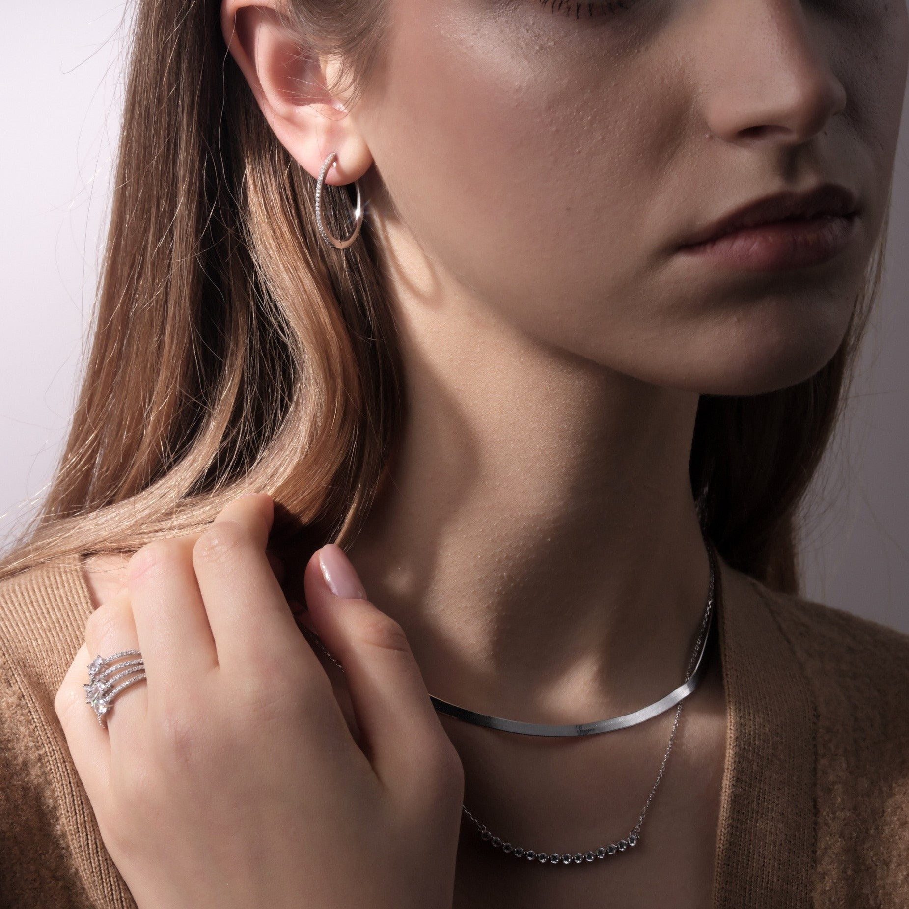 Round Silver Earrings with Freya Stones